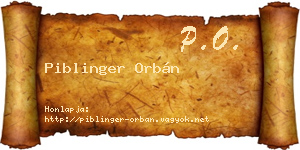 Piblinger Orbán névjegykártya